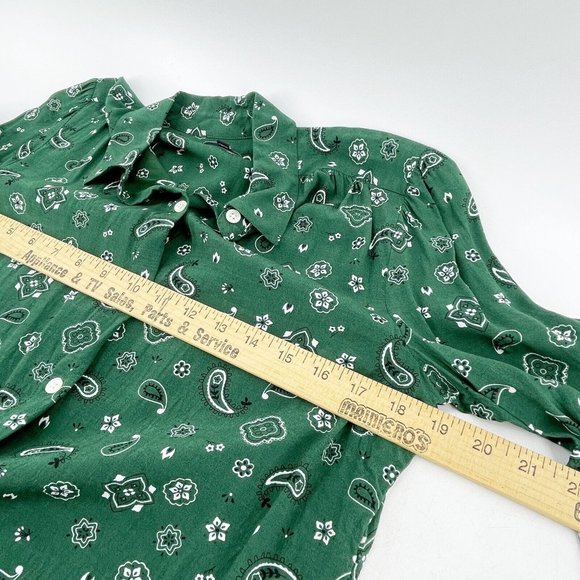 Rails Jesabel Forest Bandana Button Collar Top Shirt Women's Small Green Paisley - Picture 10 of 16